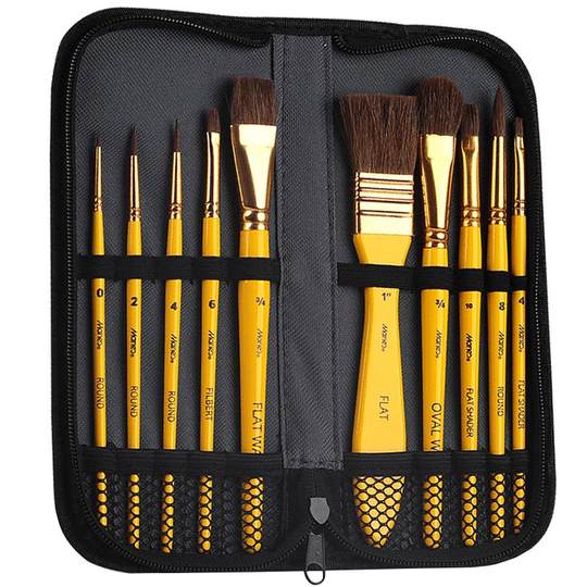 马利猪鬃油画笔套装美术生专用尼龙丙烯水粉水彩颜料笔刷扇形排笔彩绘初学者手绘色彩画画笔墙绘专业全套刷子