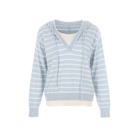 Wanatry pure wool commuter fake two-piece knitted sweater