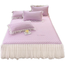 Bedskirt style latex mat three-piece set princess style washable high-end ice silk mat home summer air-conditioning soft mat