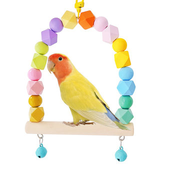 Parrot color swing bird toy solid wood washable