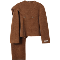 SUSHE deconstructed yuppie design handmade camel velvet double-sided handmade coat and short jacket for women