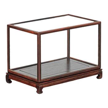 Solid wooden board glass cover ming style display box dust cover
