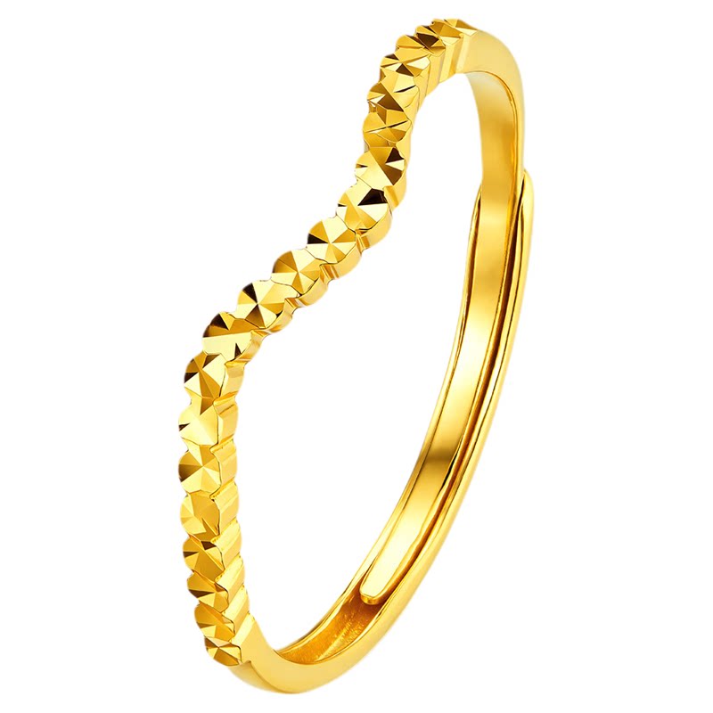 Gold Supreme Water Ripple Gold Ring New Hard Gold Explosive Flash Crushed Ice Fashion Index Finger Ring Plain Gold Ring