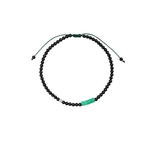 炙真银楼青萝·黑玛瑙脚链女999纯银转运珠玉质脚环足链编织脚绳