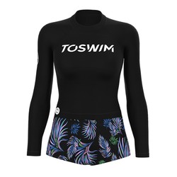 TOSWIM分体长袖三角游泳衣泳衣女夏ins风保守遮肚温泉时尚度假款