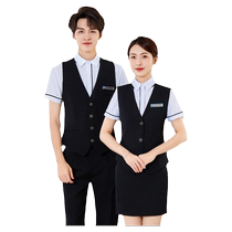 Summer short-sleeved hotel waiter work clothes vest suit catering billiards city KTV bar work clothes embroidered LOGO