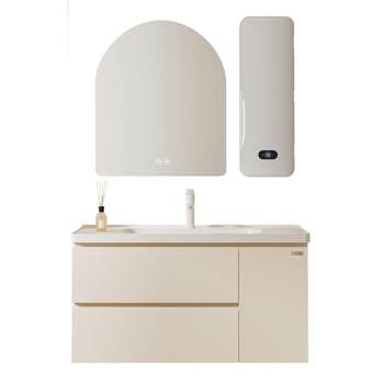 Langwhale cream style bathroom cabinet wash basin cabinet combination ocean basin smart mirror cabinet customization 32