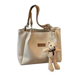 Amy Rabbit Women's Bag 2024 New Fashion Texture Trendy Casual Bear Cute Pendant Large Capacity Tote Bag