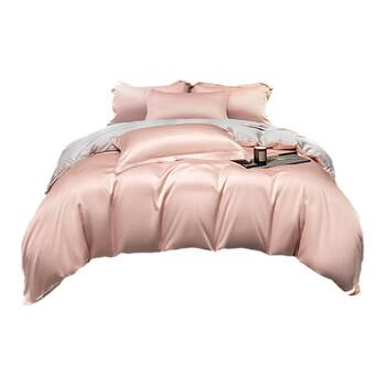 Jialiya summer cooling bed set 4 ຊິ້ນ ອ່ອນໆ ແລະ ເໝາະກັບຜິວໜັງສຳລັບຫໍພັກຄອບຄົວ, ນ້ຳໜັກເບົາ universal, breathable, ສີແຂງ, ແຟຊັ່ນສຳລັບຜູ້ຊາຍ ແລະ ຜູ້ຍິງ.