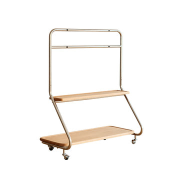 Movable stainless steel tv stand with wheels floor standing