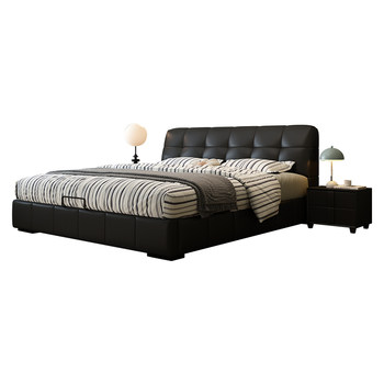 Government subsidy blue ideal puff bed master bedroom leather bed bedroom 1.8m high-end atmospheric double soft-packed bed