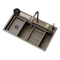 Gun gray vegetable sink large single sink home kitchen stainless steel raindance waterfall sink dishwashing sink above counter basin 1145