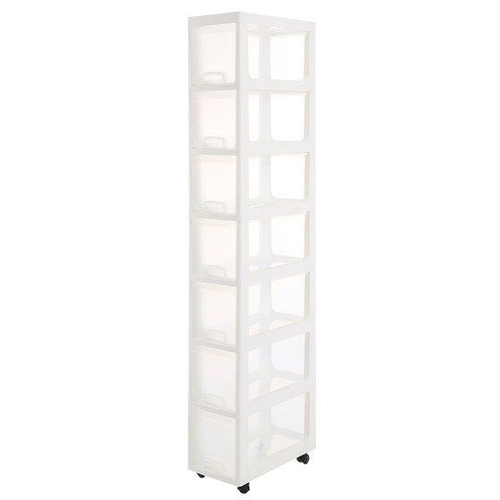 Gap storage cabinet transparent visible installation-free with pulleys
