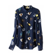 2025秋优雅气质重磅真丝上衣女长袖修身印花翻领桑蚕丝衬衫女衬衣