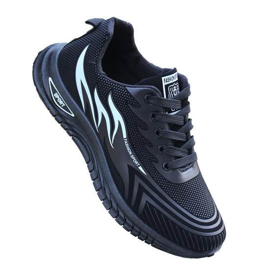 防水防滑鞋男鞋潮鞋秋冬季新款休闲鞋软底跑步鞋黑色皮面运动鞋男