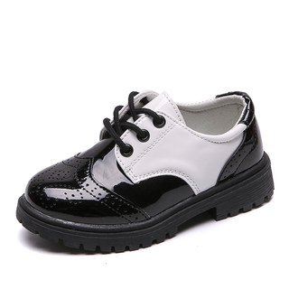 Children's black leather shoes for boys performing soft sole british style autumn