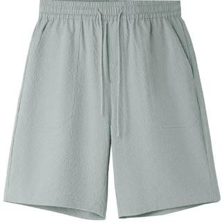 HLA/海澜之家山不在高肌理感休闲中裤25夏新款轻薄五分抽绳短裤男