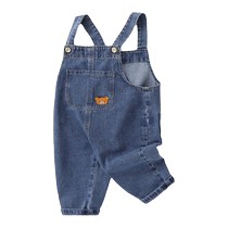 Jingqi childrens baby denim overalls spring and autumn baby girls one year old fashionable spring casual pants for outer wear