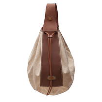 Fulu Garage retro white fabric Italian vegetable tanned leather handmade simple binding motorcycle helmet bag backpack