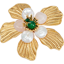 Cadeau du nouvel an] EP Yaying bijoux rétro or Baroque perle broche tridimensionnelle centre commercial même Style ZF12A