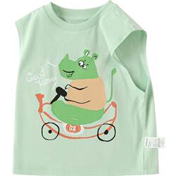 Balabara children's T -shirt boy short -sleeved bottoming shirt 2024 new children's pure cotton vest summer cartoon