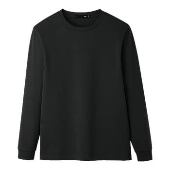 Hailan home solid color round neck solid color long sleeve t-shirt men