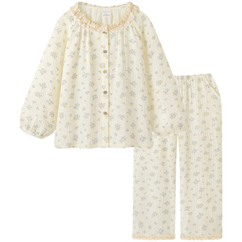 Pure cotton air pleated gauze pajamas women's sweet set