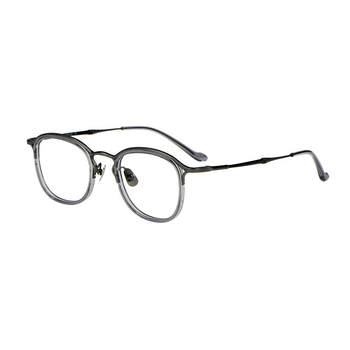 Retro pure titanium literary temperament slim carved glasses frame
