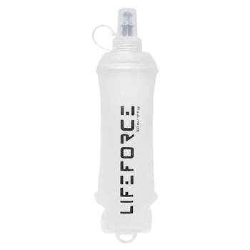 Running and putting on your waist bag and soft water kettle with one hand