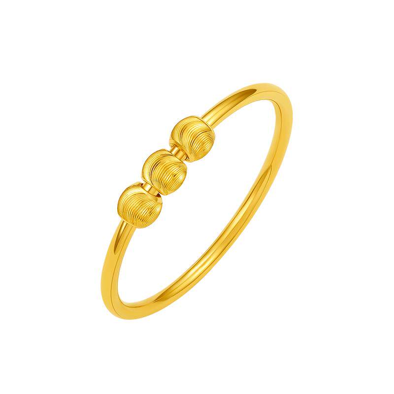 Saturday blessing gold ring women's price 5G gold national trend hand ornaments bright gold bead ring infinite gold holiday gift