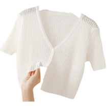Ice silk knitted sun protection cardigan for women in summer thin style with suspender skirt blouse small shawl short jacket top