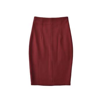 French-Style Pure and Alluring Feminine Red Suit Skirt, High-Waisted, Slim-Fitting, Back-Slit, Bodycon Midi Skirt