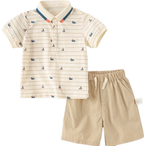 David Bella childrens short-sleeved pants set 2024 boys new short-sleeved pants two-piece set baby boy summer clothes