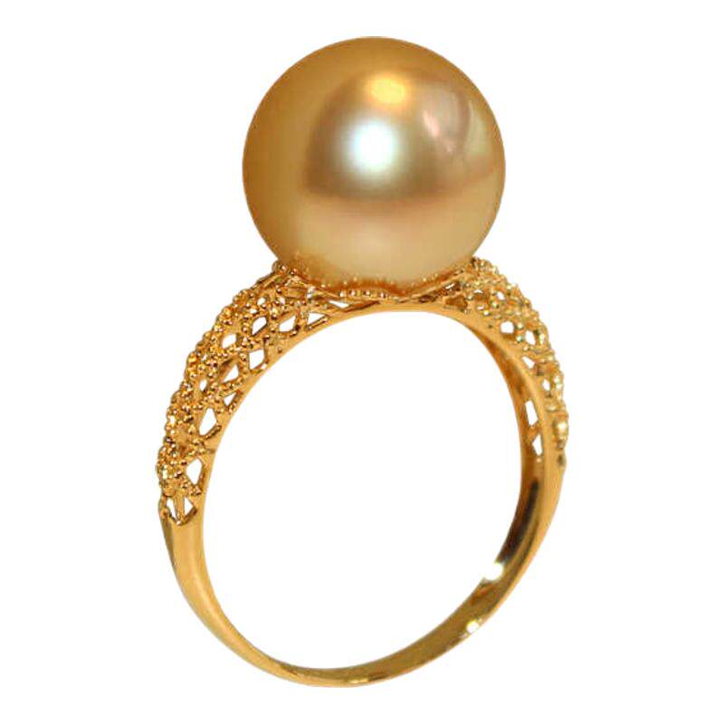 South Sea gold bead ring 18K gold ring thick and round
