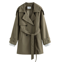 Fan Silan 22FS3212 mid-length loose casual British windbreaker jacket for women in early spring for small people and one hand long