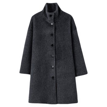 FANLE STUDIOS经典长期主义苏力羊毛ROW风立领单排扣中长款大衣