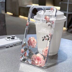 环绕玫瑰适用苹果17promax手机壳新女款彩绘iphone16pro全包防摔15pm透明太空套14小清新ins风13高级xs时尚17