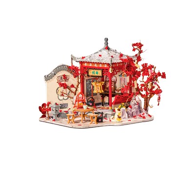 Jiumu Miscellaneous Goods Store Ruolai DIY Cottage Plum Garden Wishing Garden Chinese Style Courtyard Scene Assembly Building Block Model House