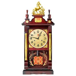 Mechanical table clock old-fashioned winding chain clockwork pure copper movement table clock solid wood timekeeping living room Chinese mechanical wall clock