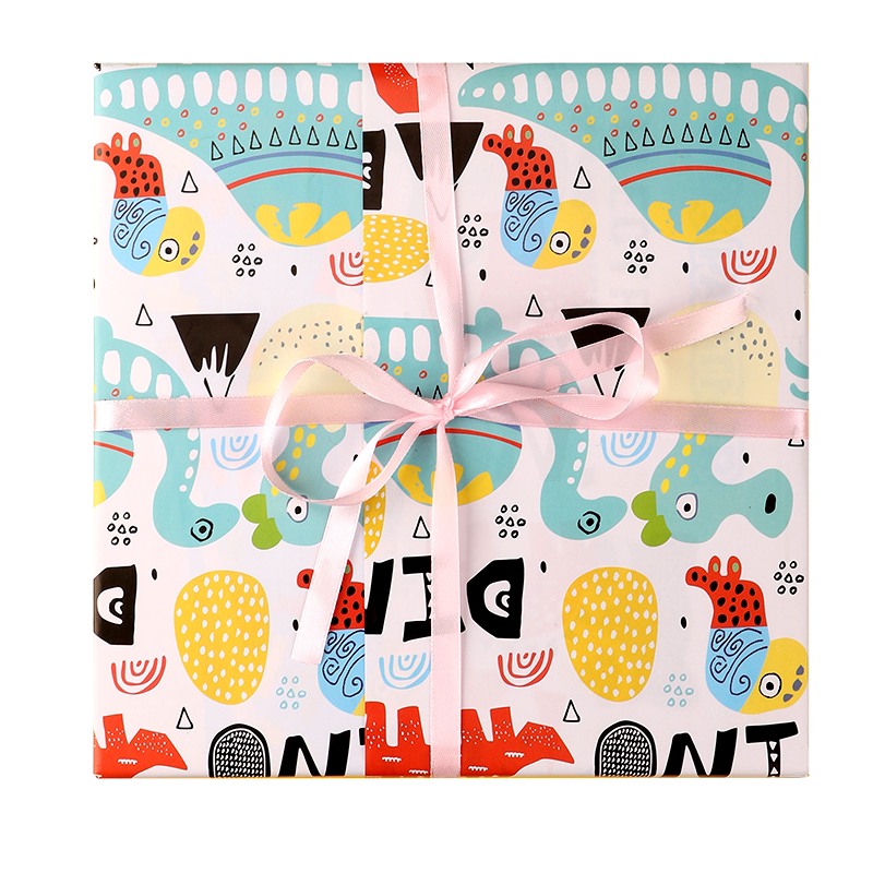 High-looking cartoon colored paper with ribbon gift wrapping paper