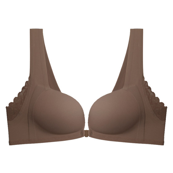 Shadow free lingerie for women with small breasts gathered together without steel rings to prevent sagging and adjust the thin front button bra