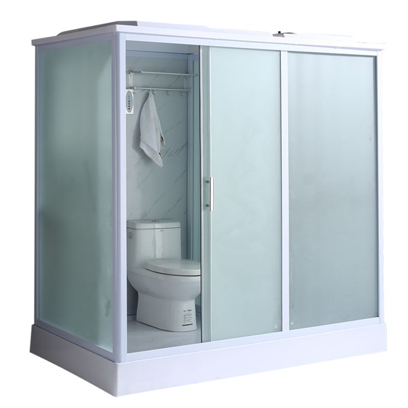 Rectangular movable glass door with integrated dry and wet separation