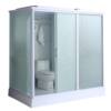 Rectangular movable glass door with integrated dry and wet separation
