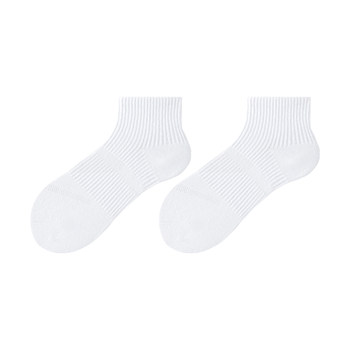 Menx Pure Cotton Socks Men's Short Socks White Towel Bottom Sports Thickened Mid-Tube Autumn and Winter Student Solid Color Short Socks Men