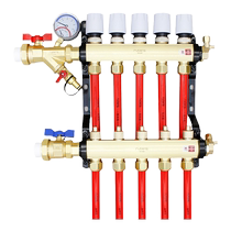 Ensemble de distributeur deau pour tuyau de chauffage géothermique Rubens radiateur à grand débit intégré tout en cuivre robinet à tournant sphérique de contrôle de la température de leau