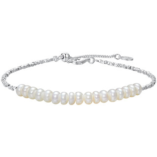 ZEGL淡水珍珠碎银子脚链女2024新款法式复古高级感碎银几两脚饰品