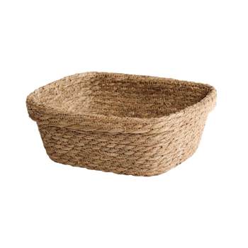 Natural straw storage basket rattan basket desktop storage box snack groceries woven basket key bathroom frame