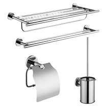 摩恩卫生间浴巾架不锈钢毛巾架304加厚五金挂件浴室置物架五件套
