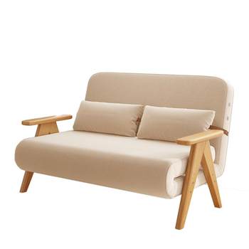 Folding sofa bed dual-purpose 2025 new small apartment multi-function single solid wood lazy sofa can lie down or sleep Folding sofa bed dual-purpose 2025 new small apartment multi-function single solid wood lazy sofa can lie down or sleep