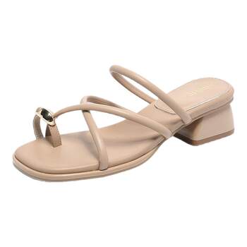 Dadong official genuine thick heel high heel slippers